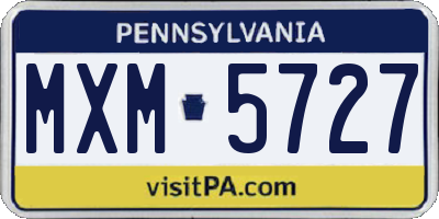 PA license plate MXM5727