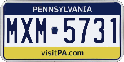 PA license plate MXM5731
