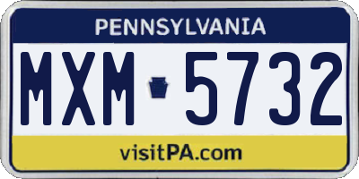 PA license plate MXM5732