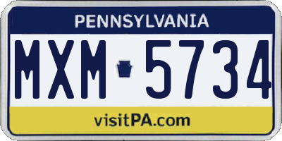 PA license plate MXM5734