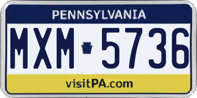 PA license plate MXM5736