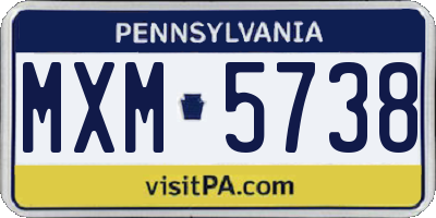PA license plate MXM5738