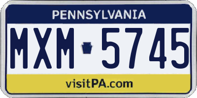 PA license plate MXM5745