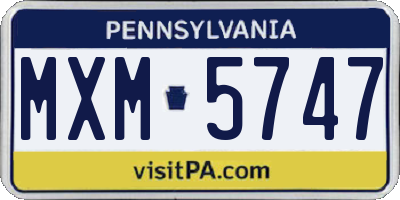 PA license plate MXM5747