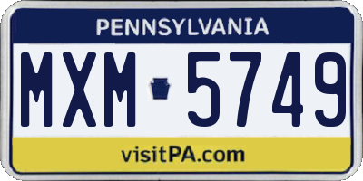 PA license plate MXM5749