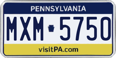 PA license plate MXM5750