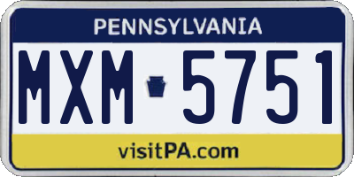 PA license plate MXM5751