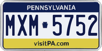 PA license plate MXM5752
