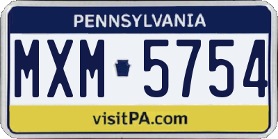 PA license plate MXM5754