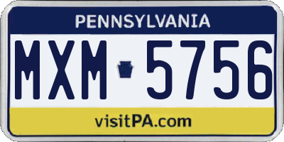 PA license plate MXM5756