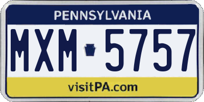 PA license plate MXM5757