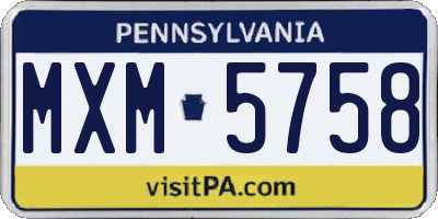PA license plate MXM5758