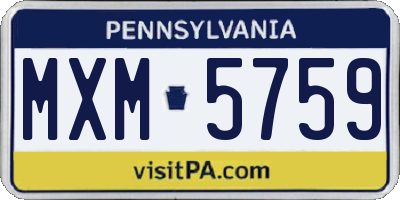 PA license plate MXM5759