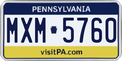 PA license plate MXM5760