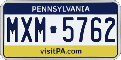PA license plate MXM5762