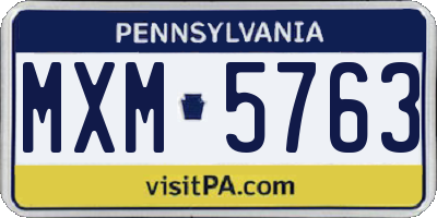 PA license plate MXM5763