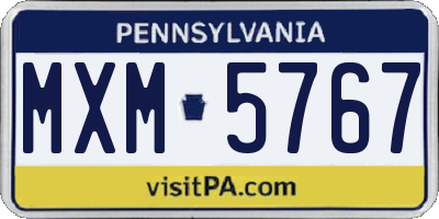 PA license plate MXM5767