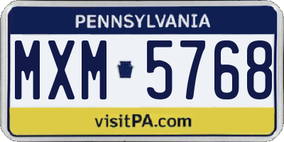 PA license plate MXM5768