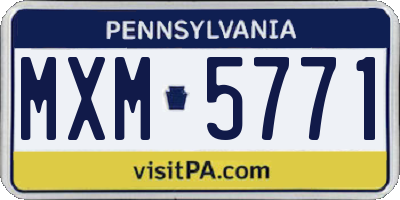 PA license plate MXM5771