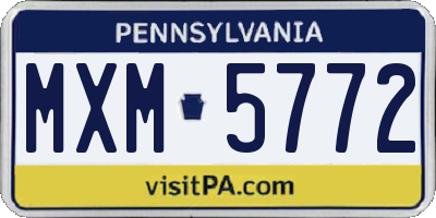 PA license plate MXM5772