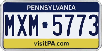 PA license plate MXM5773