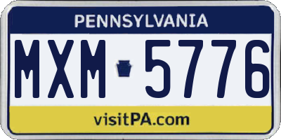 PA license plate MXM5776