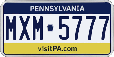 PA license plate MXM5777