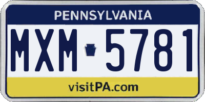 PA license plate MXM5781