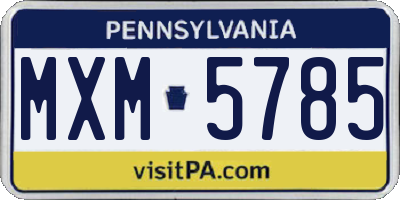 PA license plate MXM5785