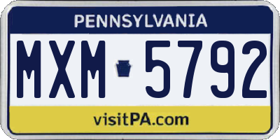 PA license plate MXM5792