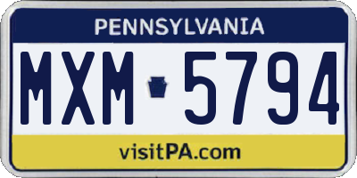 PA license plate MXM5794