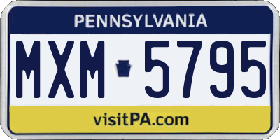 PA license plate MXM5795
