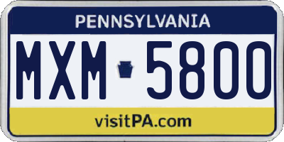 PA license plate MXM5800