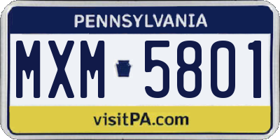 PA license plate MXM5801