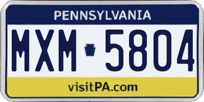 PA license plate MXM5804