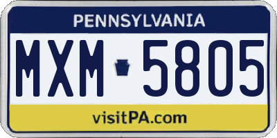 PA license plate MXM5805