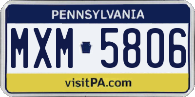 PA license plate MXM5806