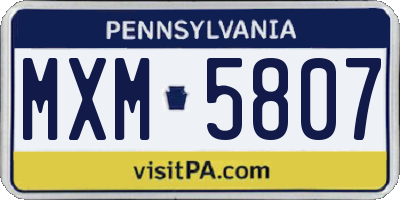 PA license plate MXM5807