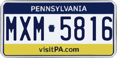 PA license plate MXM5816