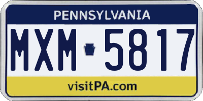PA license plate MXM5817