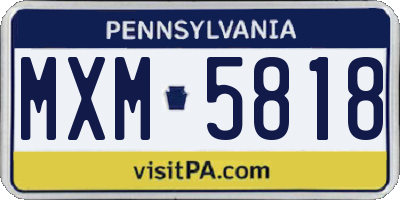 PA license plate MXM5818