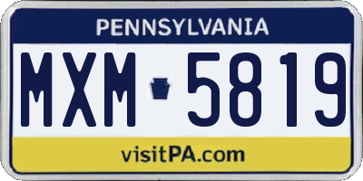 PA license plate MXM5819