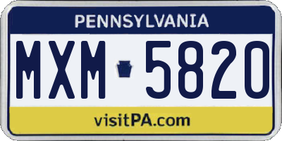 PA license plate MXM5820