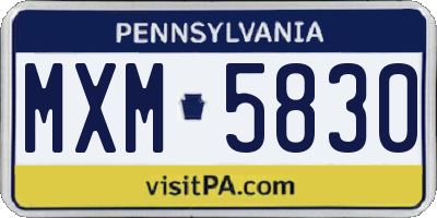 PA license plate MXM5830