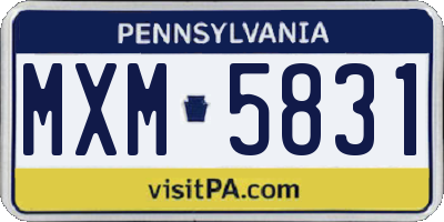 PA license plate MXM5831