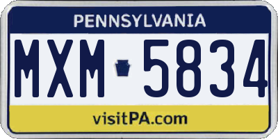 PA license plate MXM5834