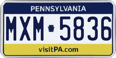 PA license plate MXM5836