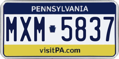 PA license plate MXM5837