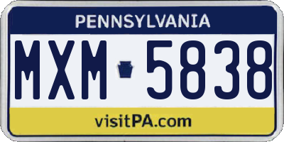 PA license plate MXM5838