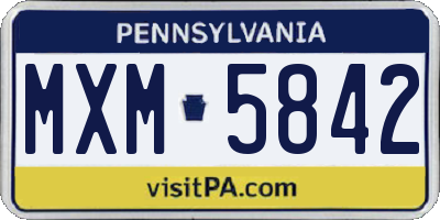 PA license plate MXM5842